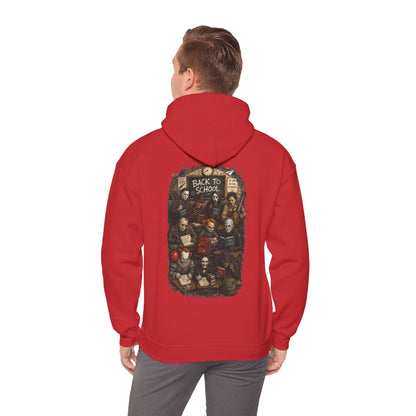 Horror Icons "Back to School" Hoodie — Vintage Movie Villains Graphic Sweatshirt