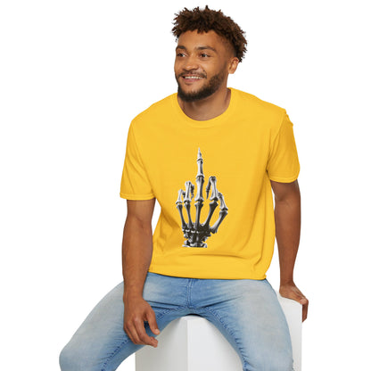 Skeleton Middle Finger T-Shirt — Edgy Gothic Graphic Tee