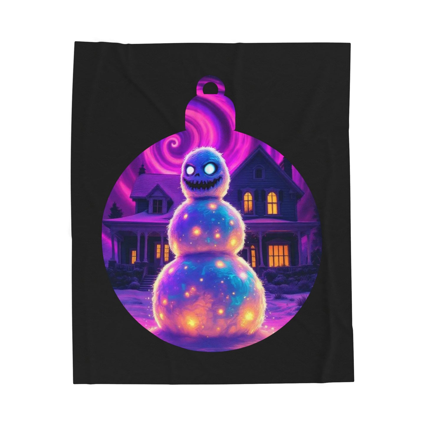 Cosmic Snowman Velveteen Plush Blanket — Glowing Ornament Holiday Throw