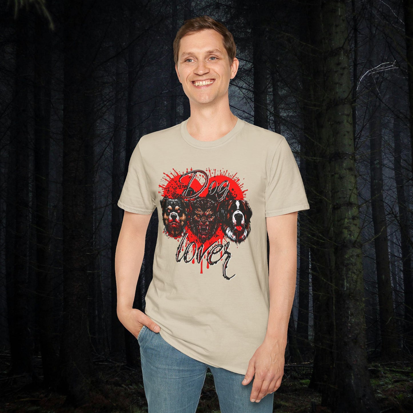 Dog Lover Hounds Of Hell Bloody heart Horror Fun Unisex Softstyle T-Shirt Animal Dark Humor Shirt