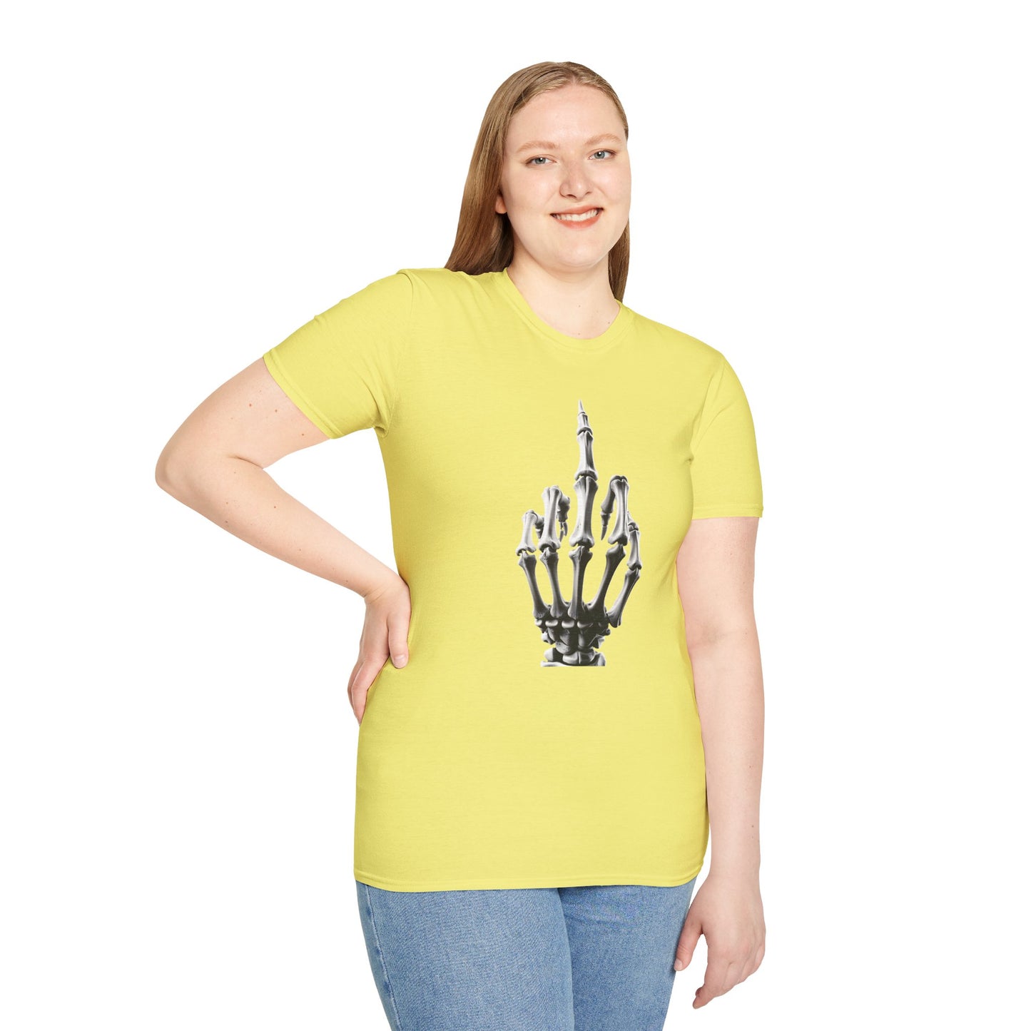 Skeleton Middle Finger T-Shirt — Edgy Gothic Graphic Tee