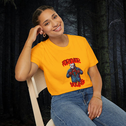 Horrorvational Forever Young Horror Fun Jason With The Mask On Voorhees Unisex Softstyle T-Shirt Friday Shirt