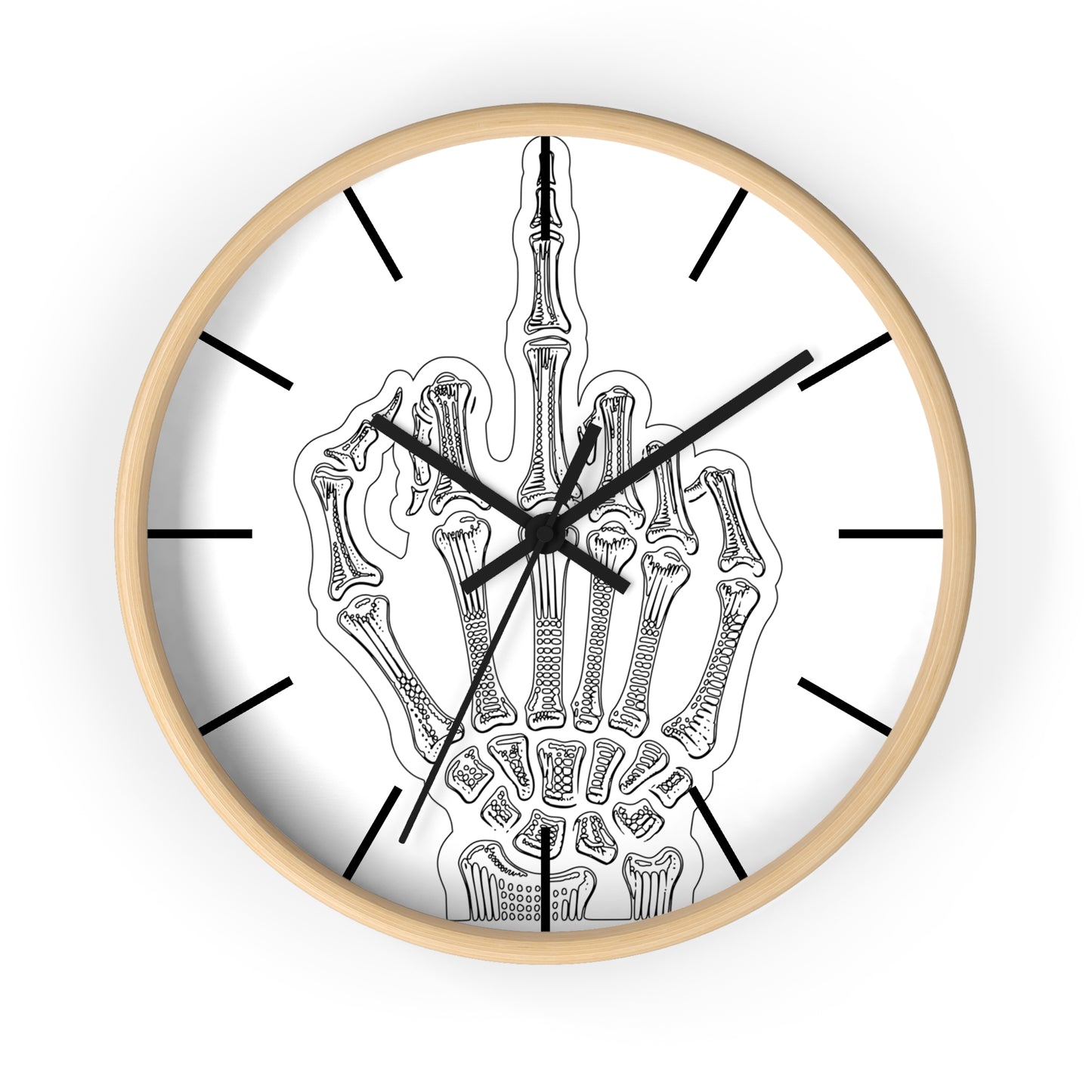 Spooky Skeleton Middle Finger Wall Clock