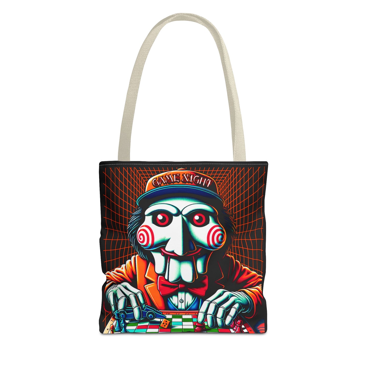 Game Night Billy Wearing A Hat The Puppet Playing Lunch Beach Gamer Carry Tote Bag (AOP) Horror Fun