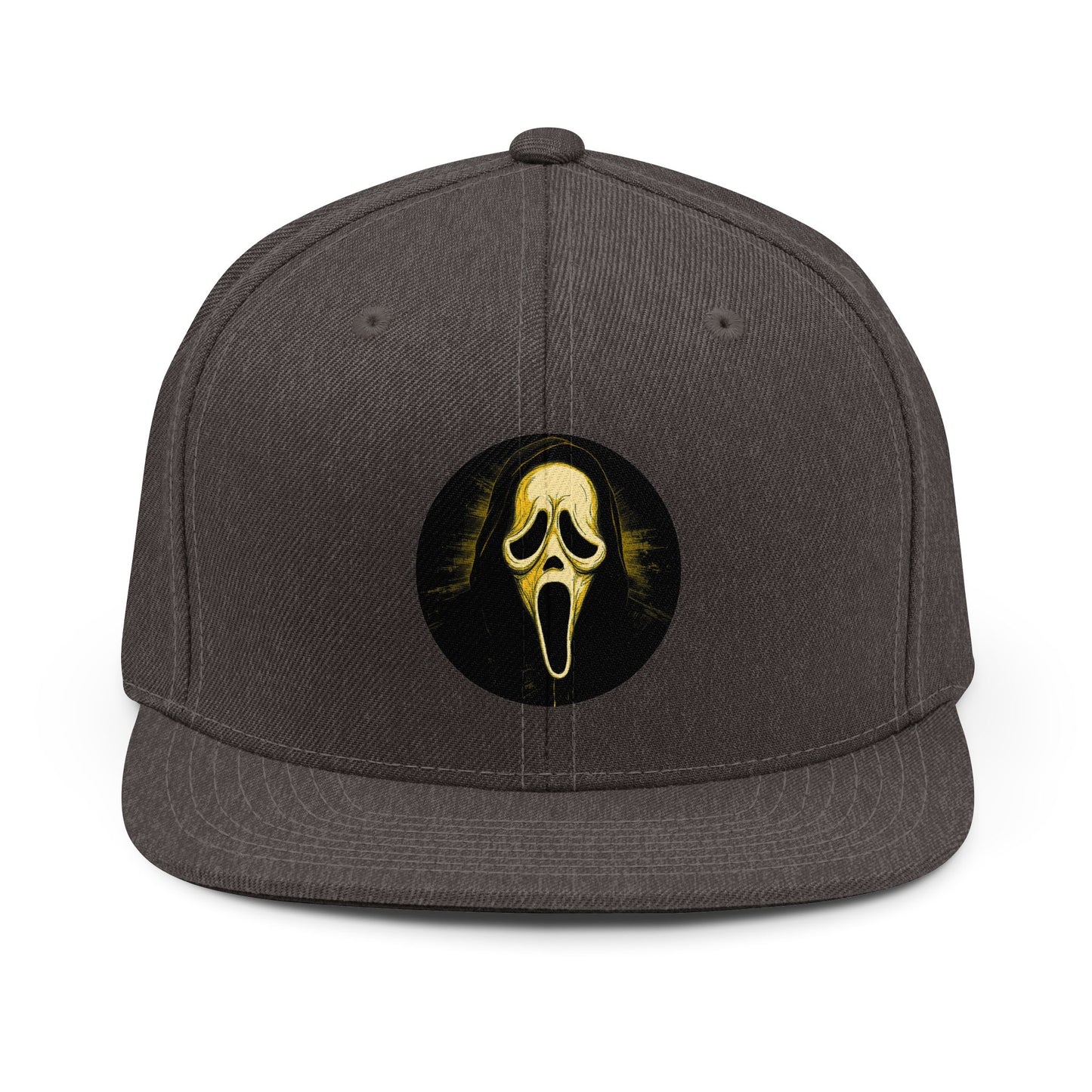 Snapback Hat — Scream Mask Graphic Baseball Cap (Horror Movie Fan, Halloween Costume)