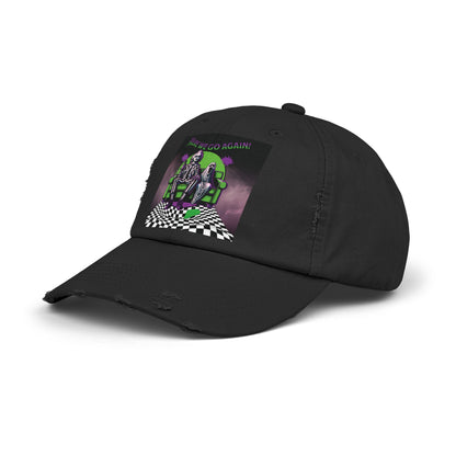 Beetlejuice 2 Inspired Here We Go Again Horror Fun Unisex Distressed Baseball Cap Hat