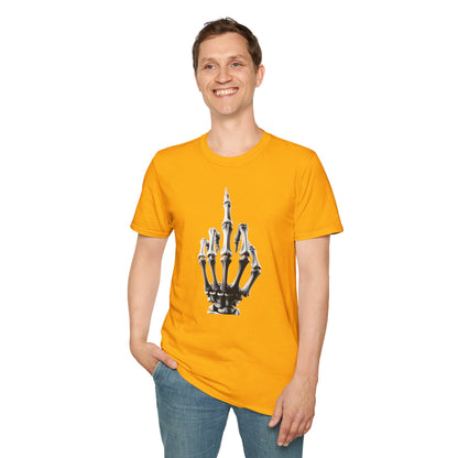 Skeleton Middle Finger T-Shirt — Edgy Gothic Graphic Tee