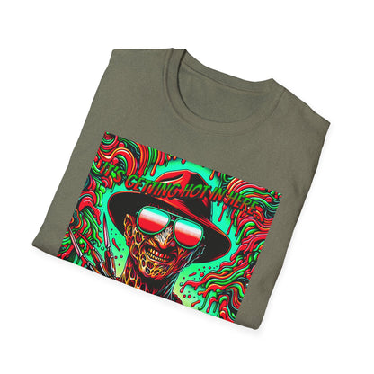 Horradelic Horror Freddy With Sunglasses Krueger It's Getting Hot In Here Unisex Softstyle T-Shirt Nightmare Fun Shirt Elm St