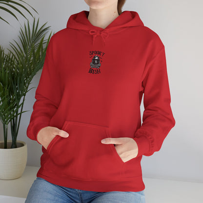 Spooky Bish Hoodie — Skeleton Finger and Sunglasses Design