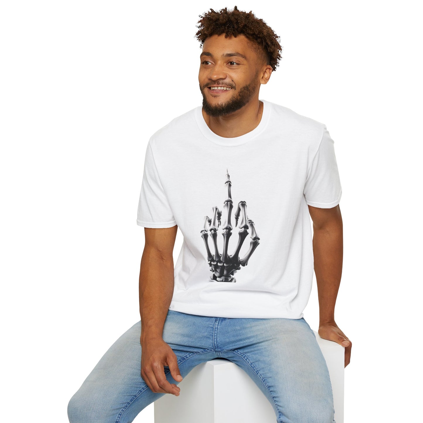 Skeleton Middle Finger T-Shirt — Edgy Gothic Graphic Tee
