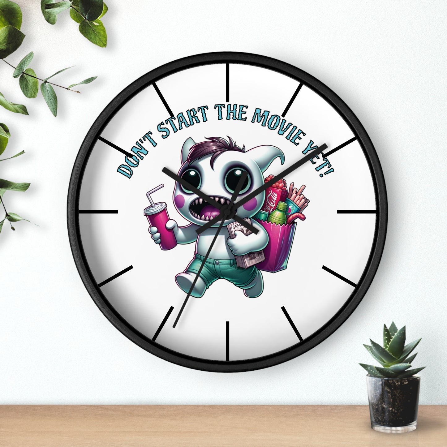 Summerween Don't Start The Movie Cute Monster Wall Clock