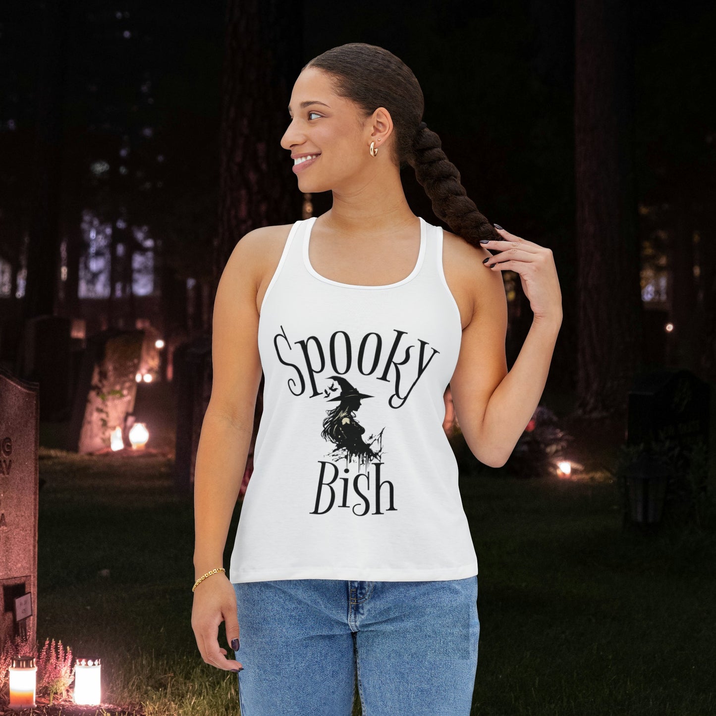 Spooky Bish Witch Women's Tank Top (AOP)