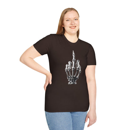 Skeleton Middle Finger T-Shirt — Edgy Gothic Graphic Tee