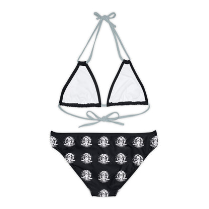 Summerween It's Not My Fault, The Moon Was Full Dancing Skeleton Strappy Bikini Set Swimsuit(AOP)