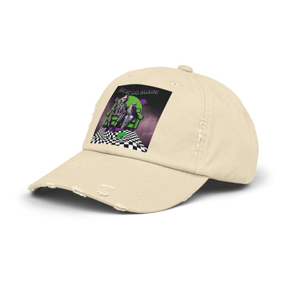 Beetlejuice 2 Inspired Here We Go Again Horror Fun Unisex Distressed Baseball Cap Hat