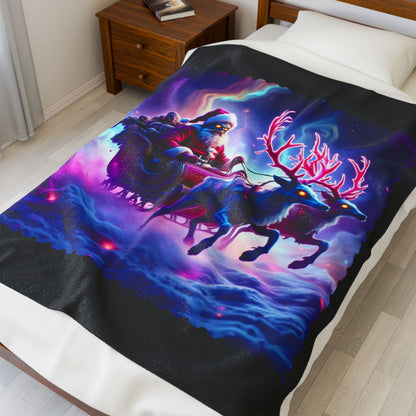 Holiday Zombie Santa Sleigh Velveteen Plush Blanket