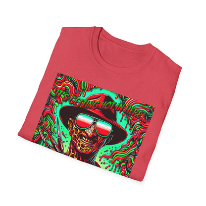 Horradelic Horror Freddy With Sunglasses Krueger It's Getting Hot In Here Unisex Softstyle T-Shirt Nightmare Fun Shirt Elm St