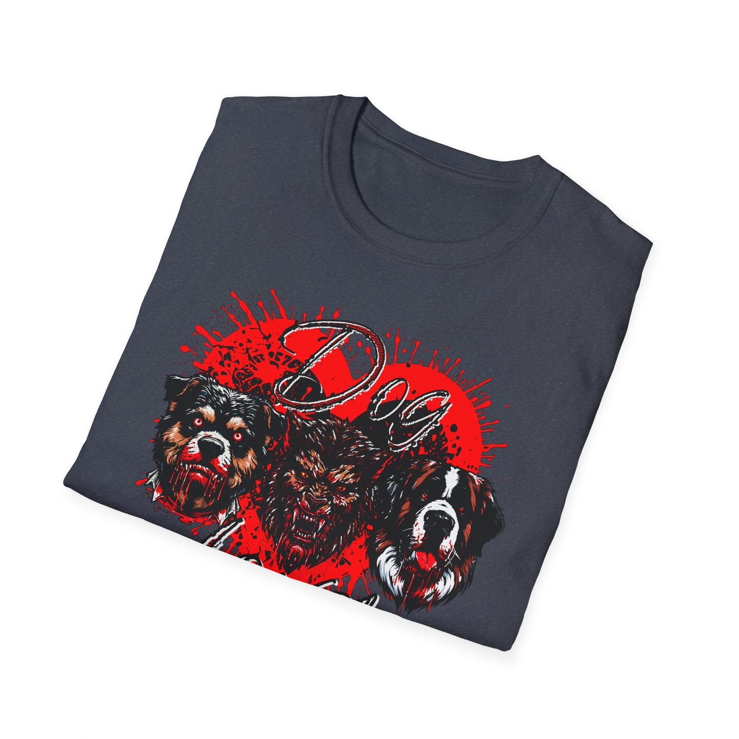 Dog Lover Hounds Of Hell Bloody heart Horror Fun Unisex Softstyle T-Shirt Animal Dark Humor Shirt