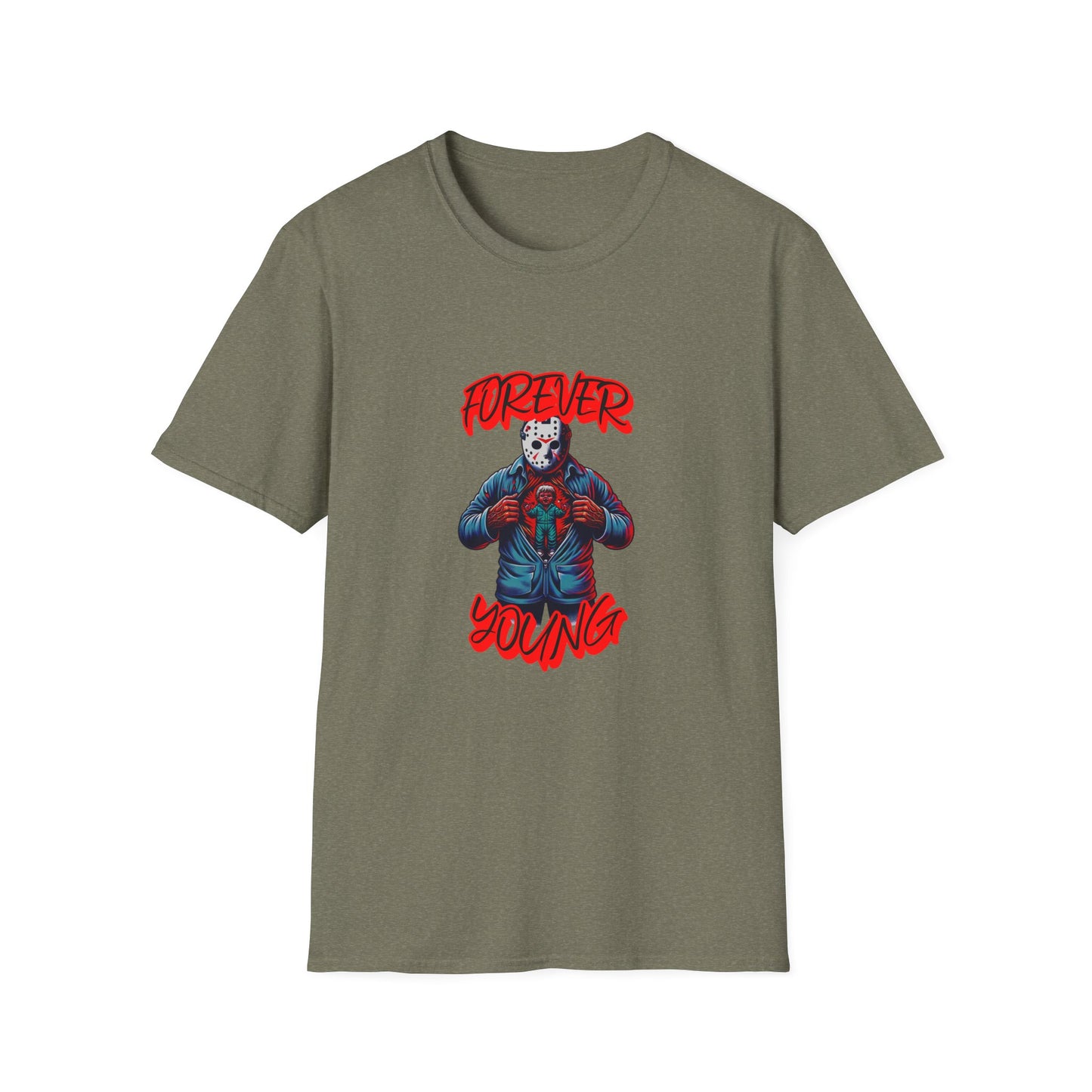 Horrorvational Forever Young Horror Fun Jason With The Mask On Voorhees Unisex Softstyle T-Shirt Friday Shirt