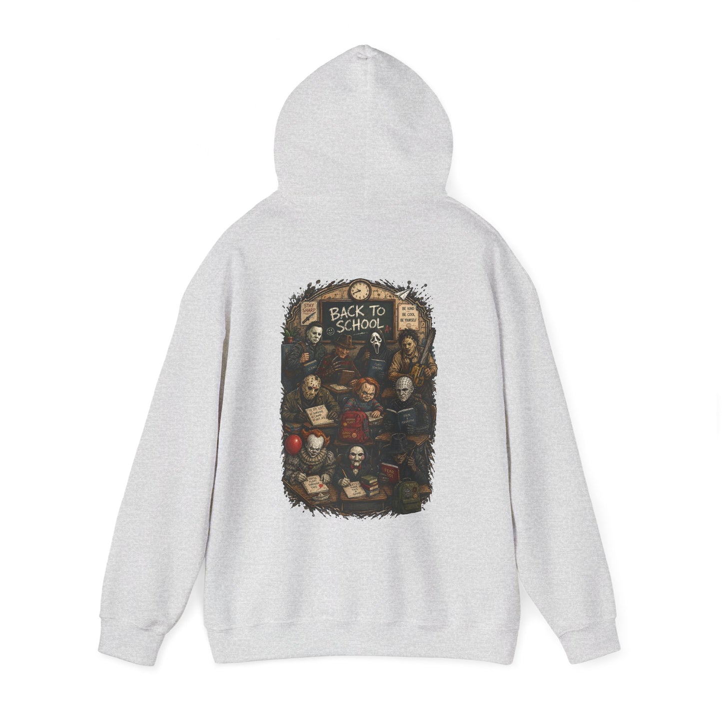 Horror Icons "Back to School" Hoodie — Vintage Movie Villains Graphic Sweatshirt