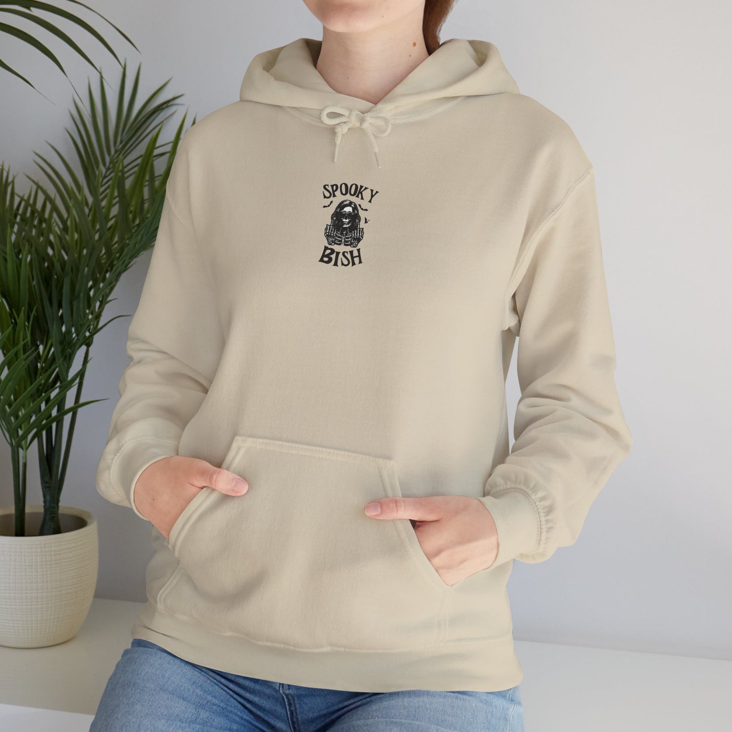 Spooky Bish Hoodie — Skeleton Finger and Sunglasses Design