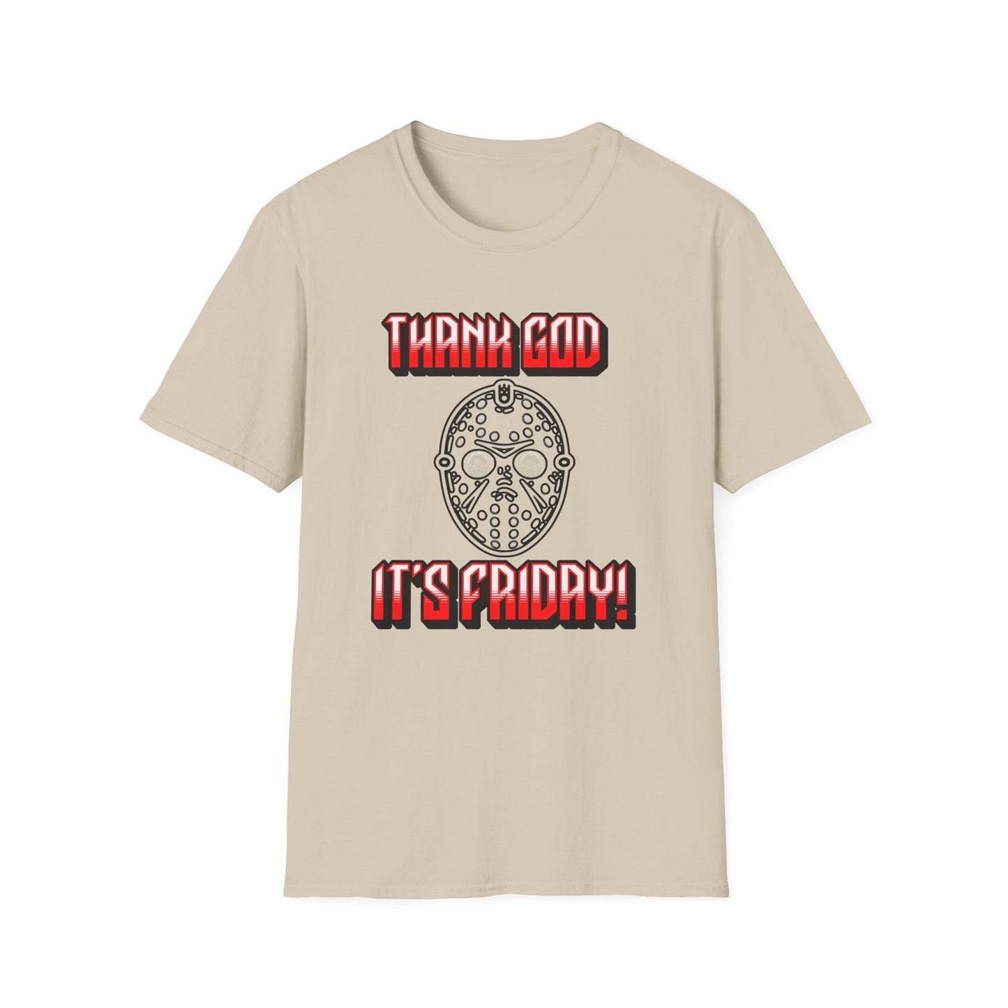 Thank god, It's Friday! TGIF Unisex Softstyle T-Shirt Jason Hockey Mask Horror Fun