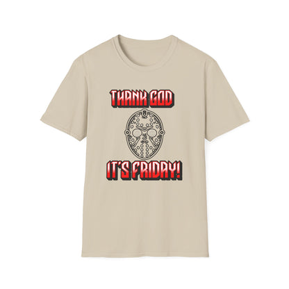 Thank god, It's Friday! TGIF Unisex Softstyle T-Shirt Jason Hockey Mask Horror Fun