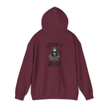 Spooky Bish Hoodie — Skeleton Finger and Sunglasses Design