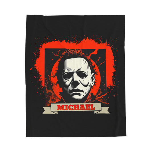 Vintage Portrait Michael Horror Mask Plush Blanket