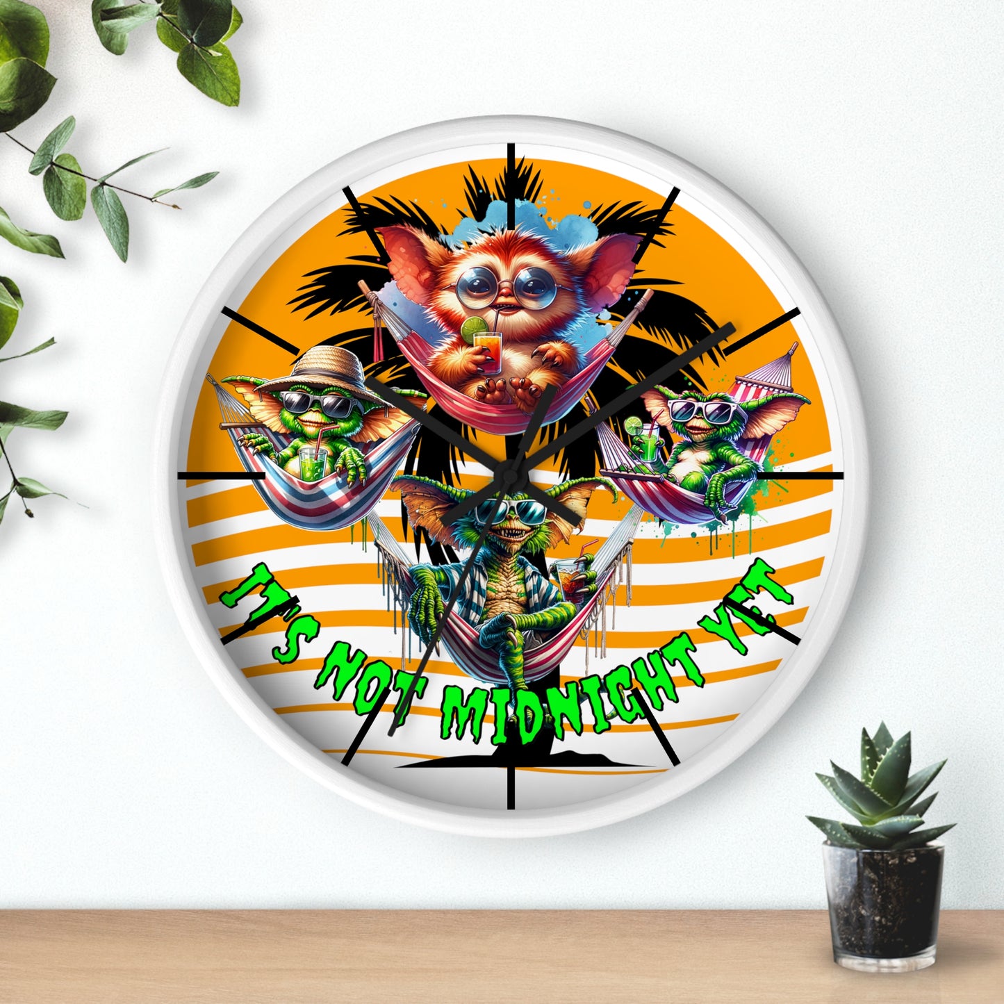 Summerween It's Not Midnight Yet! Gremlins Beach Day Wall Clock