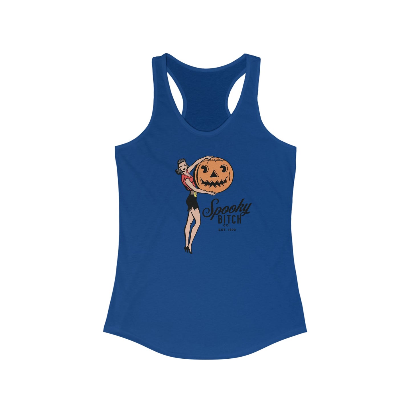 Spooky B!+ch Co EST 1692 Salem Witch Trials Womens Ideal Racerback Tank Top