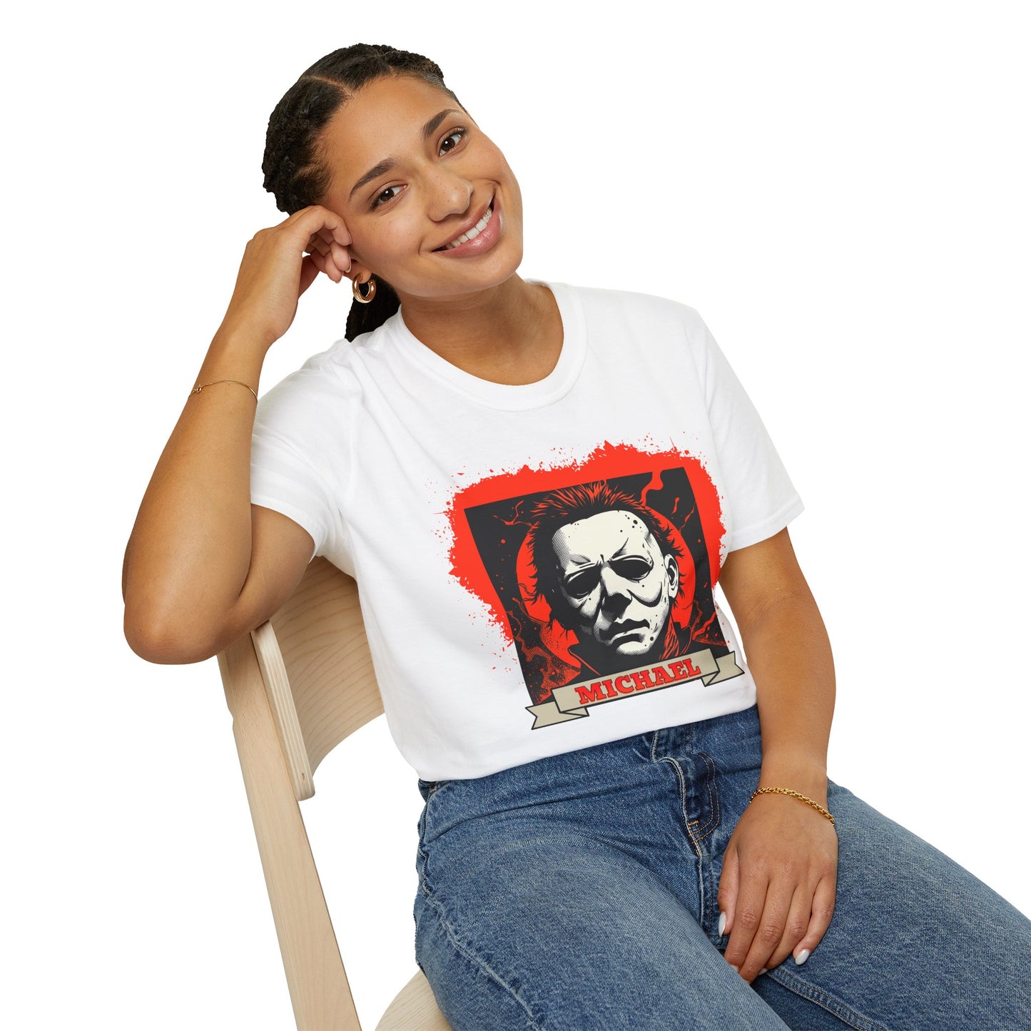 Vintage Horror Mask Portrait "Michael" Graphic T-Shirt