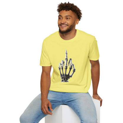 Skeleton Middle Finger T-Shirt — Edgy Gothic Graphic Tee