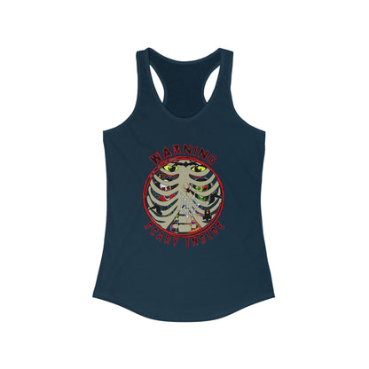 Warning, Scary Inside Women's Ideal Racerback Tank Horror Fun Summer Shirt
