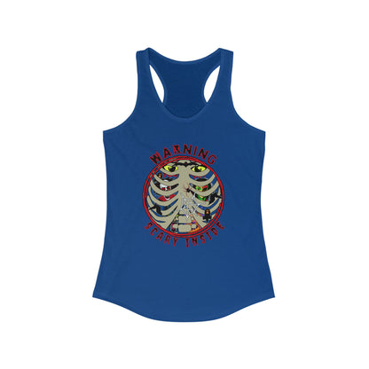 Warning, Scary Inside Women's Ideal Racerback Tank Horror Fun Summer Shirt