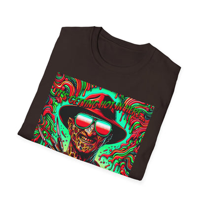 Horradelic Horror Freddy With Sunglasses Krueger It's Getting Hot In Here Unisex Softstyle T-Shirt Nightmare Fun Shirt Elm St