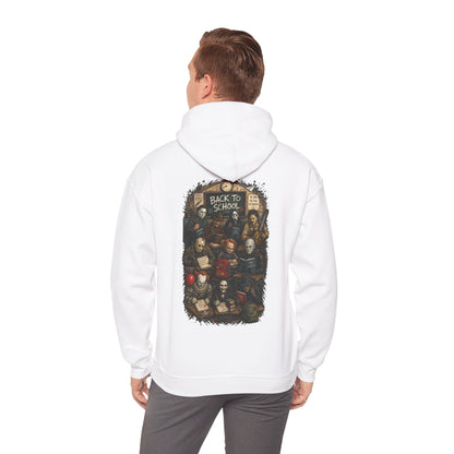 Horror Icons "Back to School" Hoodie — Vintage Movie Villains Graphic Sweatshirt