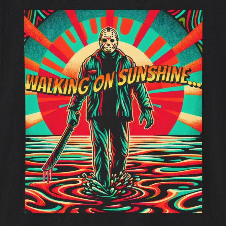 Horradelic Horror Jason In The Mask Voorhees Walking On Sunshine Friday Fun Unisex Softstyle T-Shirt Summer Shirt