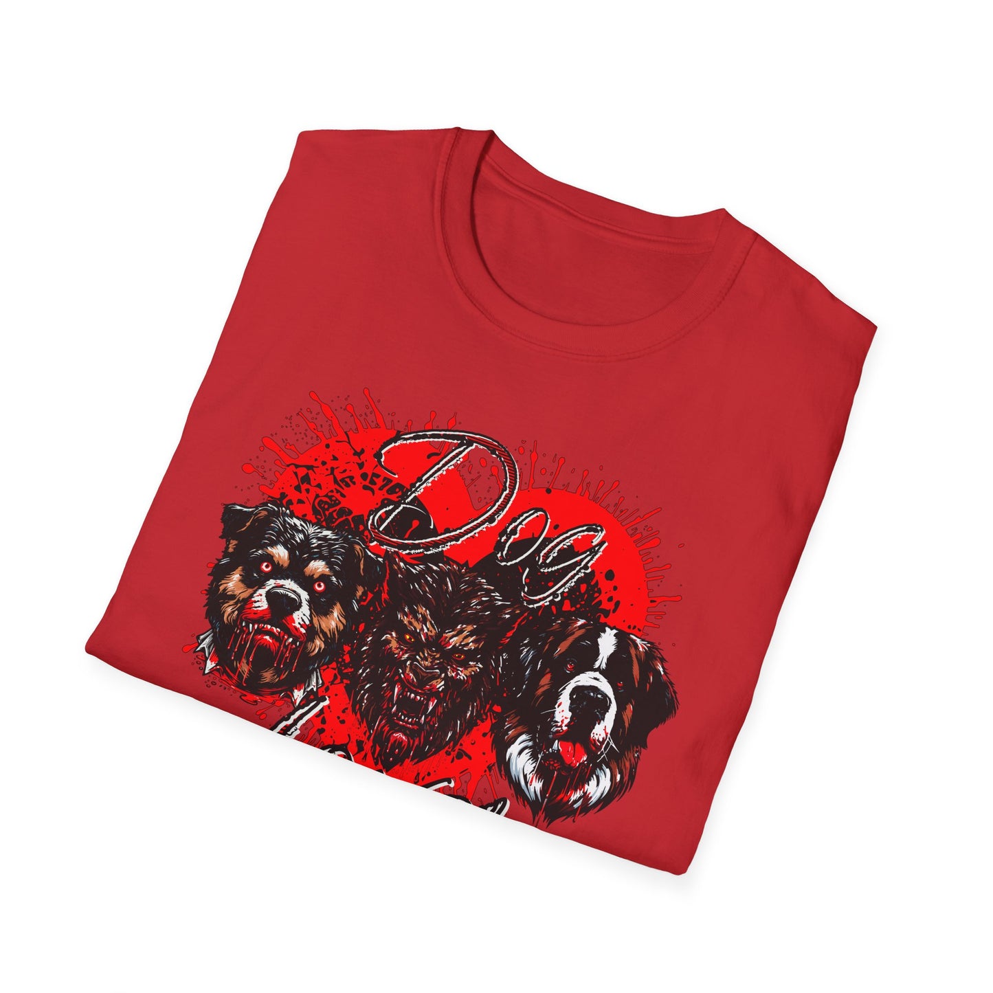 Dog Lover Hounds Of Hell Bloody heart Horror Fun Unisex Softstyle T-Shirt Animal Dark Humor Shirt