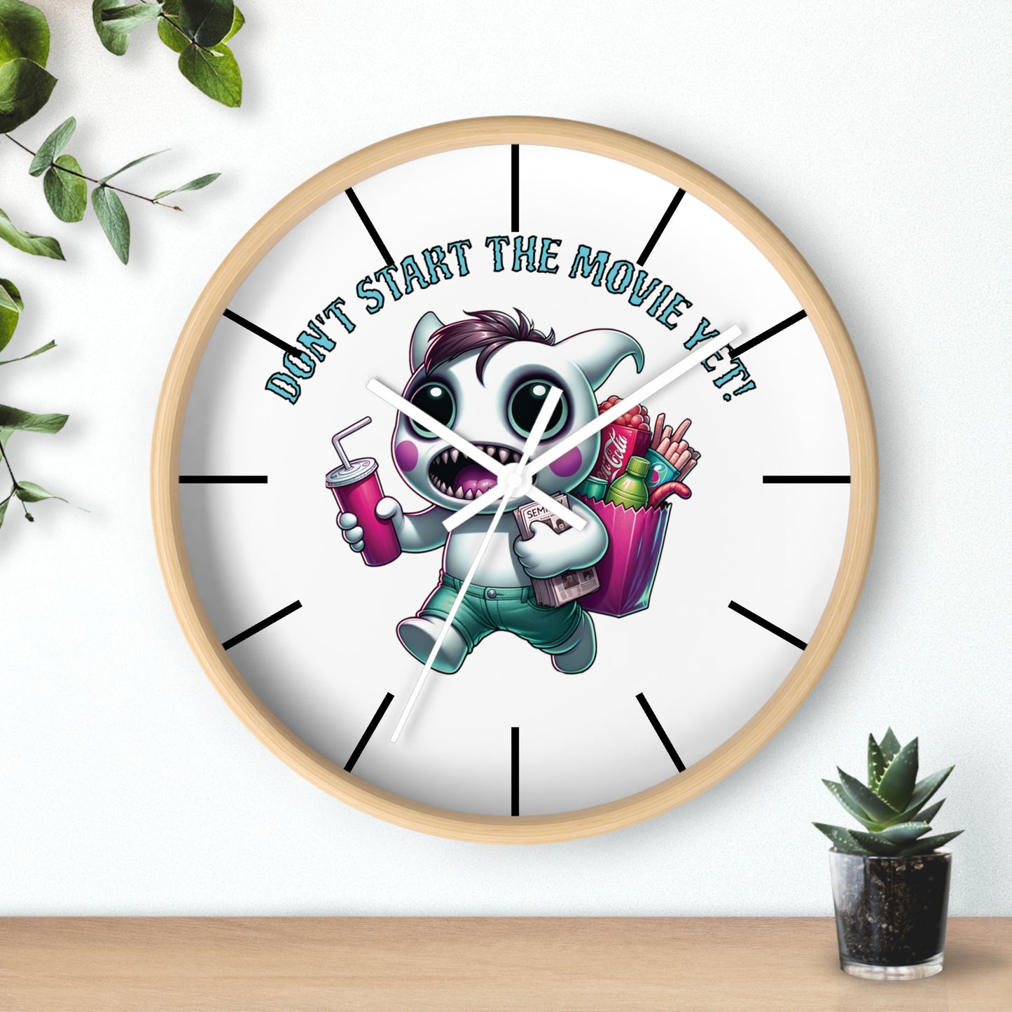 Summerween Don't Start The Movie Cute Monster Wall Clock