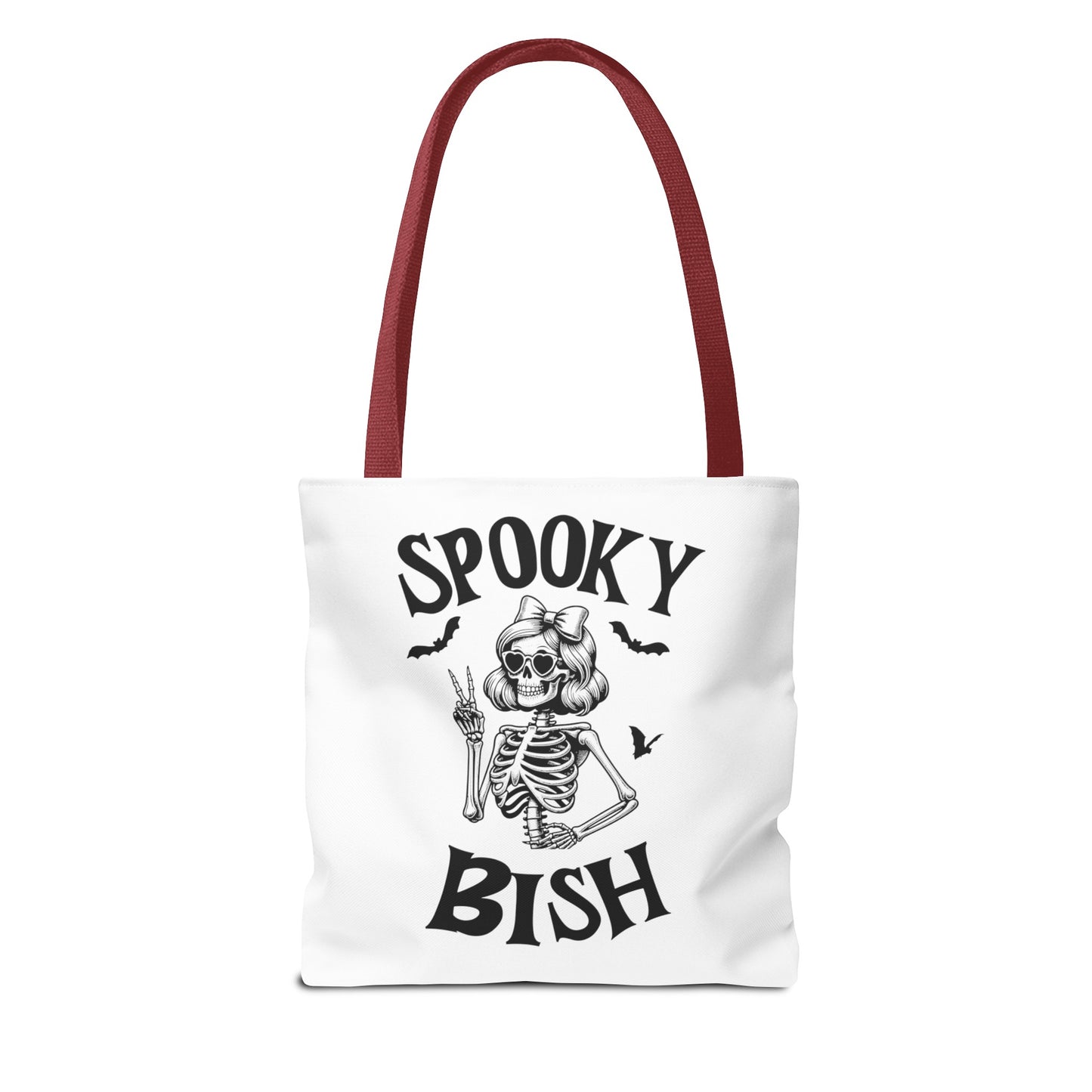 Spooky Bish Skeleton With Sunglasses and Peace Sign Gothic Horror Fun Beach Lunch Carry Tote Bag (AOP)