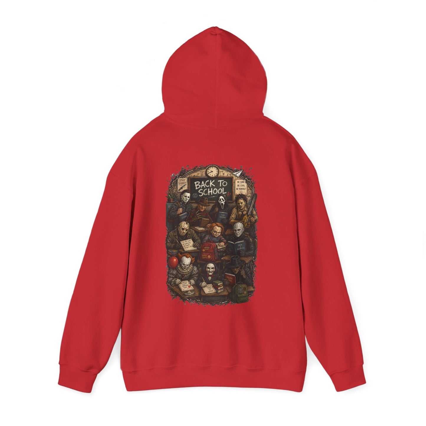 Horror Icons "Back to School" Hoodie — Vintage Movie Villains Graphic Sweatshirt