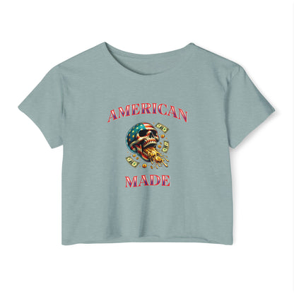 Crop Top - American Made Skull Money Design