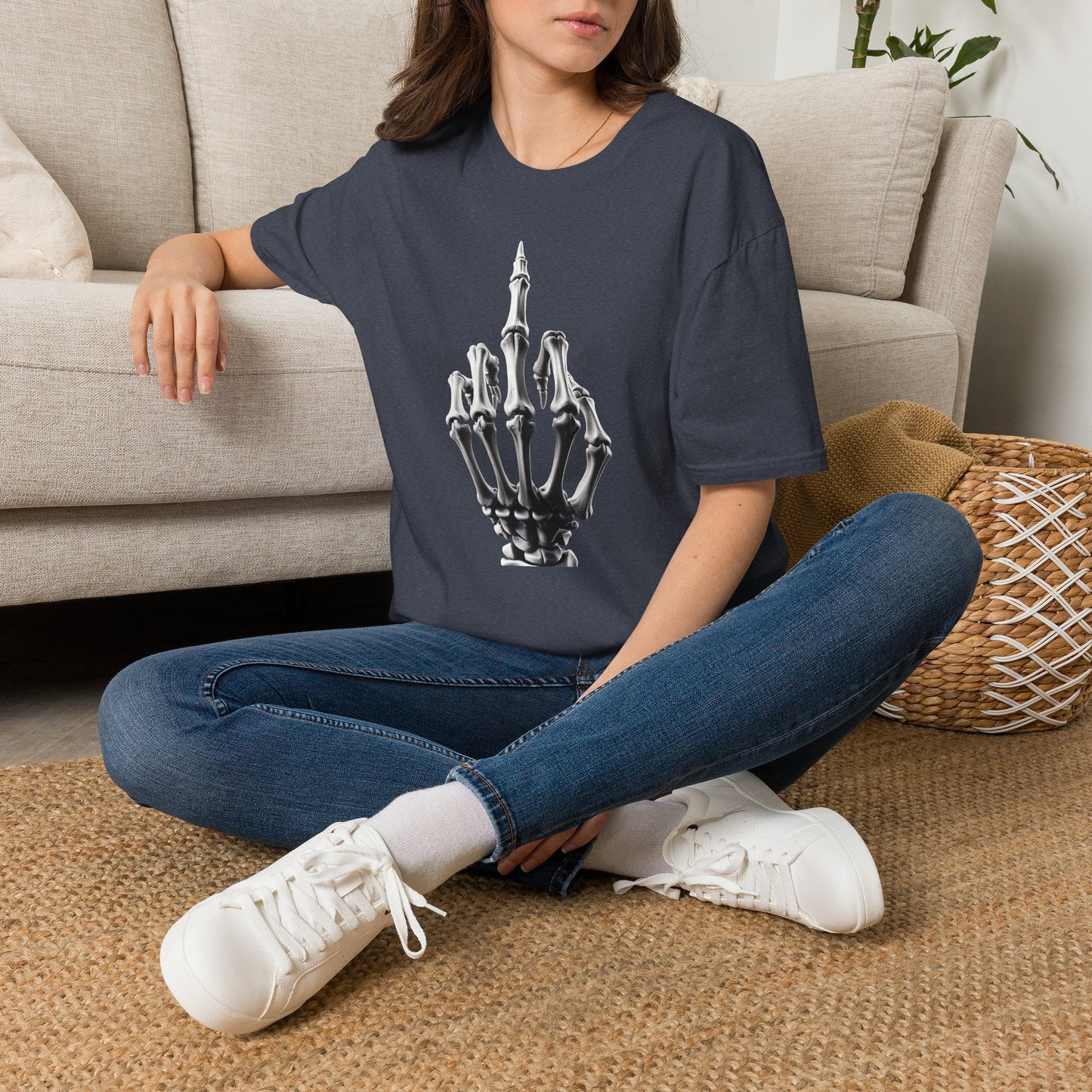 Skeleton Middle Finger T-Shirt — Edgy Gothic Graphic Tee