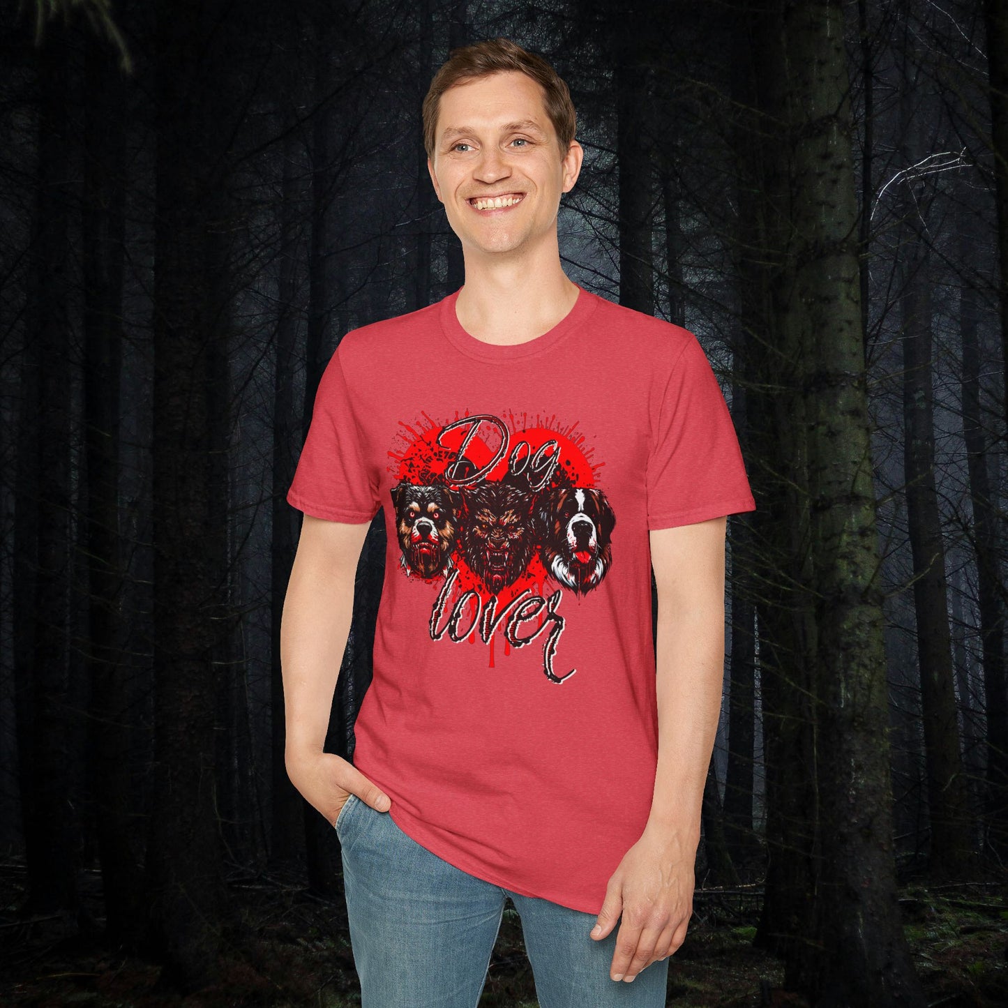 Dog Lover Hounds Of Hell Bloody heart Horror Fun Unisex Softstyle T-Shirt Animal Dark Humor Shirt