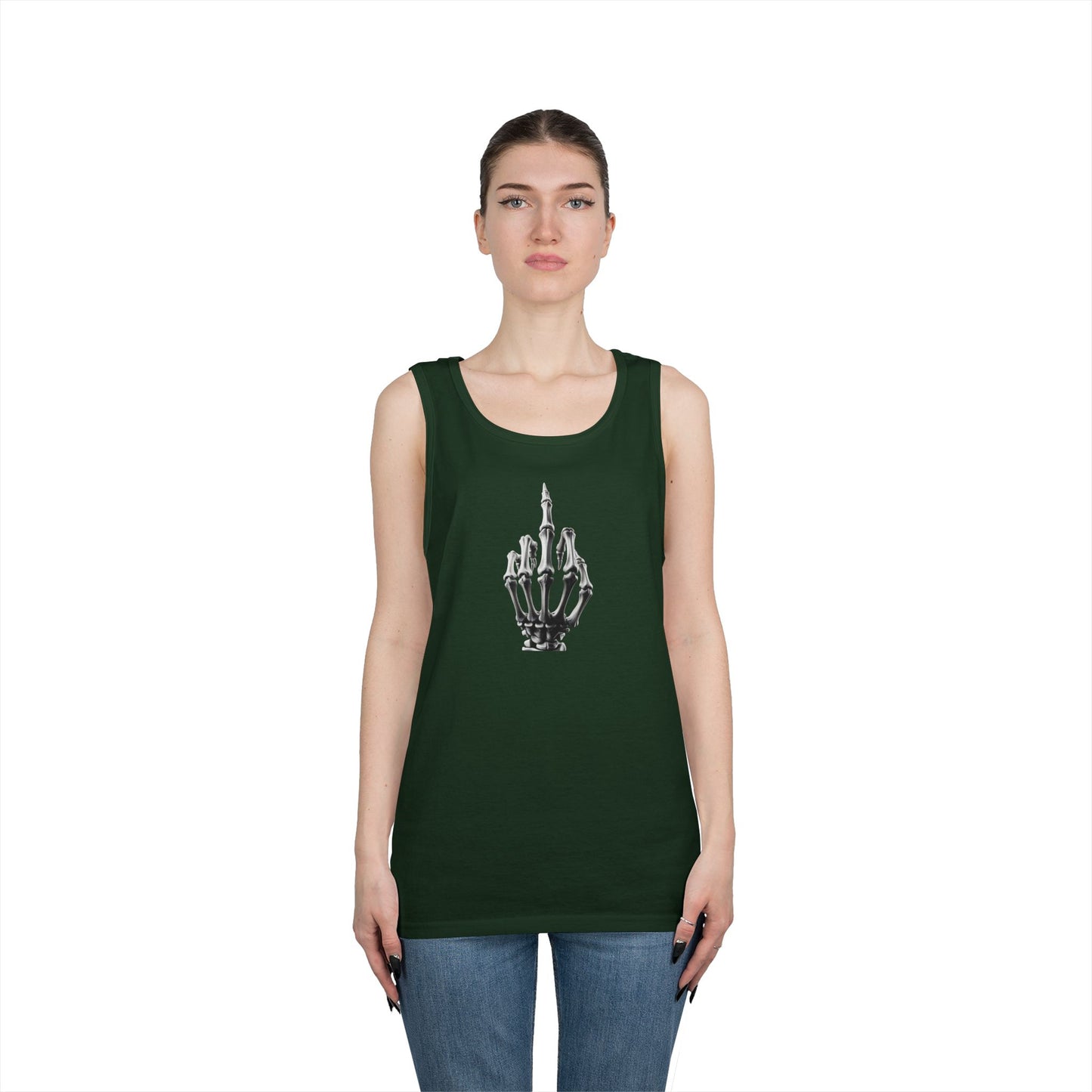Skeleton Hand Middle Finger Tank Top – Edgy Skull Finger