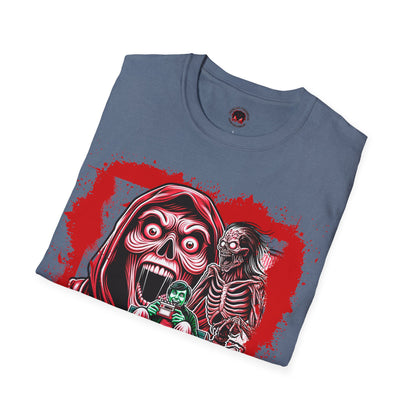 Horror Addict Creepy Skull Bloody Unisex Soft style T-Shirt Mens Womens