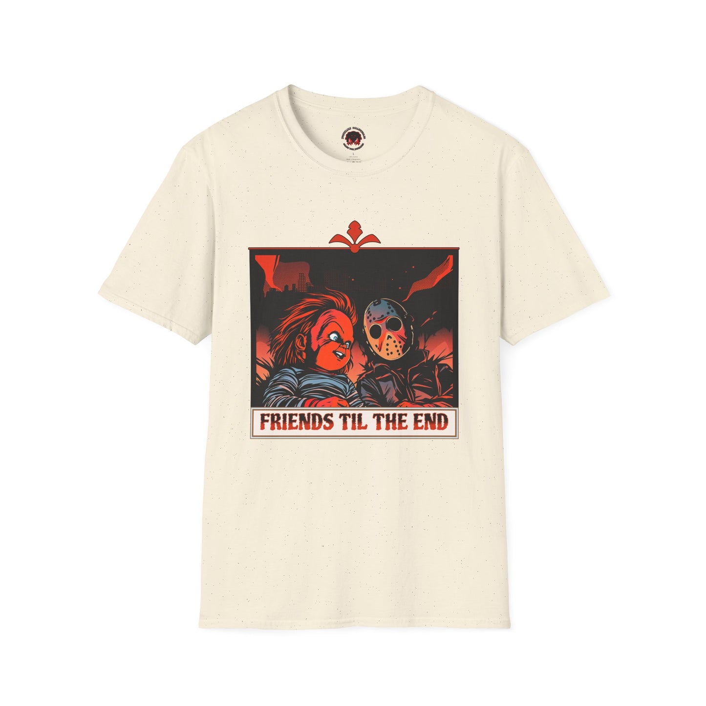 Friends 'Til the End Horror Movie T-Shirt Jason And Chucky Design