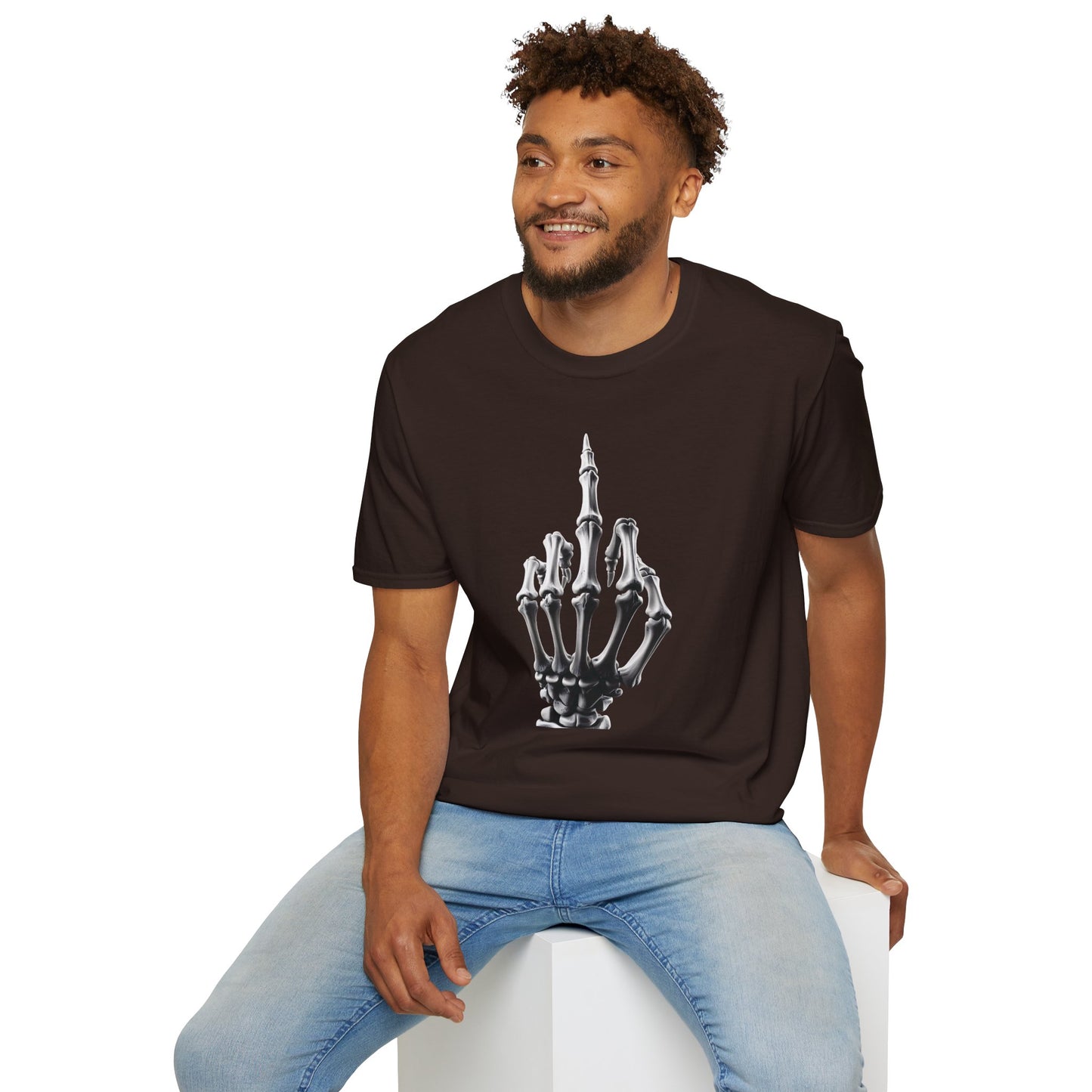 Skeleton Middle Finger T-Shirt — Edgy Gothic Graphic Tee