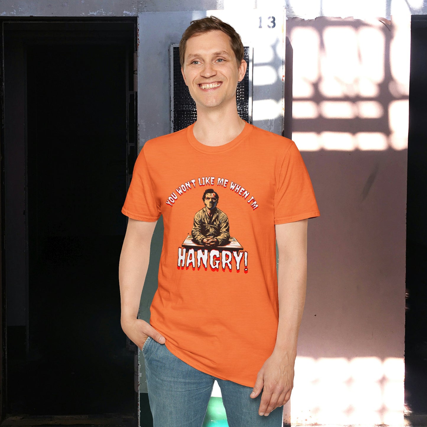 You Won't Like When I'm Hangry Unisex Softstyle T-Shirt Cannibal Mental Patient Horror Fun Food